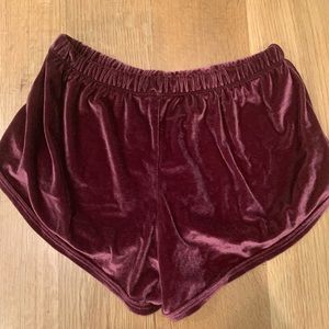 Brandy burgundy velvet shorts
